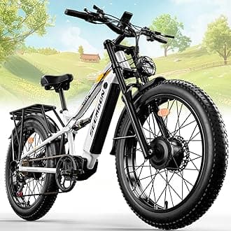 Seemoon Peak 3000W(Dual Motors) Electric Bike for Adults,52V 20Ah 26" Fat Tire Fast Ebike,Max 38 mph up to 100 Miles,Full Suspension Hydraulic Disc Brake,Off Road Mountain Hunting Bikes for Men