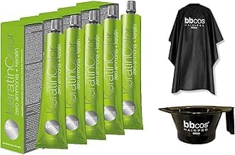 Bbcos Hair Pro KeratinColor Zero Ammonia + Keratin Permanent Hair Color Long-lasting Hair Dye | 100 ml Pack of 4 Tubes + 1 Tube + Bowl + Apron