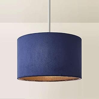 MiniSun | Small Modern Navy Blue Velvet Drum Light Shade | Lamp Shades, Home Décor & Improvement Essential | 25cm Shade Width