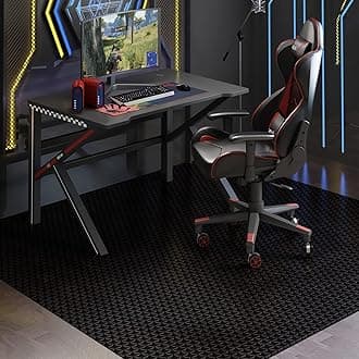SALLOUS Chair Mat for Hard Floor, 71"x71" Vinyl Gaming Chair Mat for Hard Surface, Multi-Purpose Hard Floor Protector Desk Chair Mat for Home Office, Updated Version (Black)