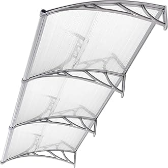 Blisswood Front Door Canopy Outdoor Awning Shelter 270 x 98.5 cm Window Rain Roof Cover With Polycarbonate Roofing Sheets Porch Shade Patio UV Protection Back Door Porch Canopies