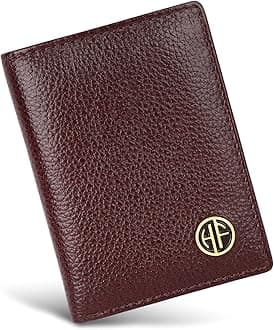 HAMMONDS FLYCATCHER Genuine Leather Card Holder Wallet for Man & Women, RFID Protected ATM/Credit Card Holder Wallet for Men with 6 Slots and 1 Currency Slot, Gift for Men - Brown