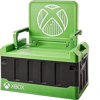 Xbox 2-in-1 Toy Storage Box & Folding Chair - Gaming Accessory Organizer with lid and handles for Family Rooms, Official Microsoft Merchandise