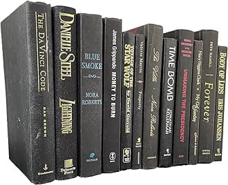 Modern Black 12Books by Color | Alston & Oak Real Hardback Books Home Decor | Bulk Bundle of Decorative Hardcovers for Bookshelf Interior Design of Homes, Offices, Weddings, or Set Props