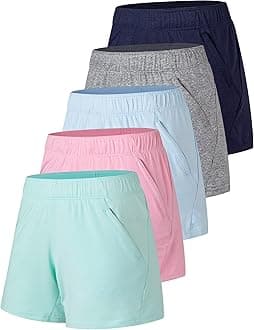 Liberty Imports Women's 5-inch Yoga Training Shorts With Zipper Pockets Yoga Shorts (pack of 5)