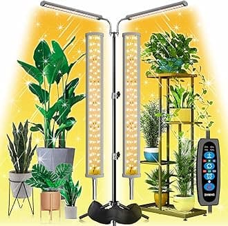 DOMMIA LED Grow Lights, 3 Modes Grow Lights for Indoor Plants Full Spectrum with 60" Adjustable Tripod Stand,180 LED Plant Grow Light with Stand 6/10/12 Timer Dimmable Grow Light Strip for Tall Plants