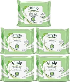 Simple Kind To Skin Cleansing Facial Wipes, Travel Pack, 7-Count (Pack of 5)