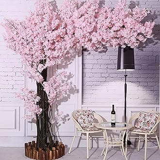 Large Plant Wishing Tree Artificial Cherry Blossom Trees Simulation Peach Blossom Tree Fake Silk Flower Peach Decoration Indoor Outdoor Party Restaurant Mall Decorat 2x2m/6.6x6.6FT