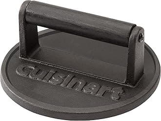 Cuisinart 6.5" Cast Iron Smashed Burger Press, Round Flat Edge Grill Press for Crispy Smash Burgers, Burger Tool for Grill and Griddle Accessories, for BBQs and Tailgates