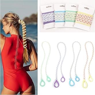 Sport Hair Ties for Women - 4 Pack Elastic Pony Tails for Gym, Braided & Swimming Sports - 30 Inch Length