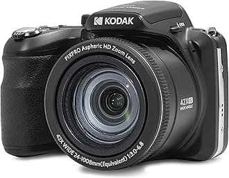 KODAK Pixpro Astro Zoom AZ425 Digital Camera Bridge 42X Optical Zoom 24 mm Wide Angle 20 Megapixels LCD 3 Full HD 1080P Video Li-ion Battery Black