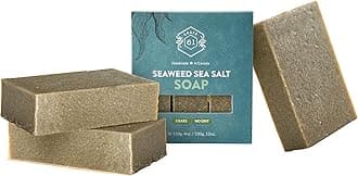 Handmade in Canada, Plant Based Cold Process Natural Bar Soap For Face & Body, With Premium Essential Oils, For Men And Women 3 Pack (Seaweed and Sea Salt)