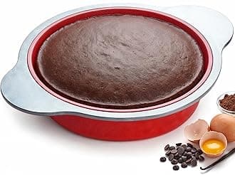- Boxiki Kitchen 9 Inch Non-Stick Silicone Round Cake Pan with Steel Frame Handles - Perfect for Baking Delicious Round Cakes