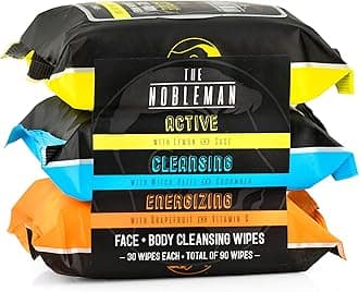 Men's Active/Cleansing/Energizing Face + Body Cleansing Wipes - 3 Pack (90ct)