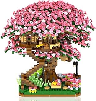 B&LHCX Cherry Bonsai Tree Building Sets for Girls mini Building Blocks of Cherry Blossom Bonsai Tree kit,2008pcs Mini Bricks Sakura Tree House, Good Choice for Kids and Adults.