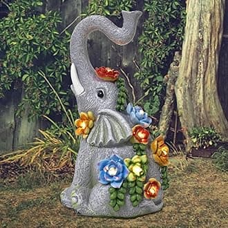 halp·ssfm Elephant Garden Statue Solar Lamp with 8 Led Lights Decor Outdoor Resin Waterproof Sculpture Patio Lawn Yard Porch Decorations Housewarming Gifts for Women Mom Grandma