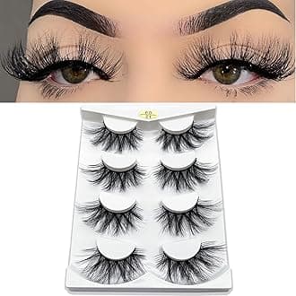 mikiwi25mm Lashes, Dramatic 6D Faux Mink Lashes, Fluffy Volume Eyelashes, Thick Crossed Lashes, Long Faux 25mm Mink Lashes