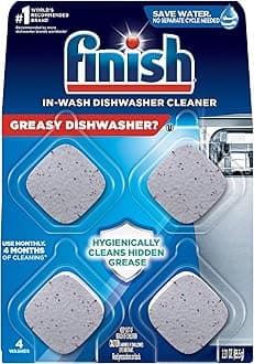 Dishwasher Cleaner Tablets, 4 count, Hygienically Cleans Hidden Grease, Use in Normal Cycle, Lemon Scented, 4 Month Supply