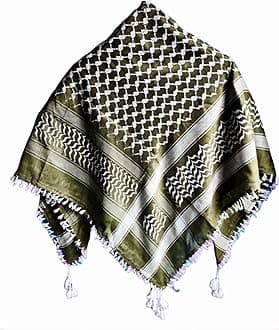 Palestine Keffiyeh Shemagh Unisex Scarf 48x48 Cotton Arafat Hatta Arab Style Scarf With Long Tassle
