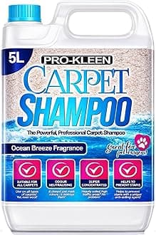 Pro-Kleen Professional Carpet & Upholstery Shampoo – Ocean Fresh Fragrance 5L - High Concentrate Cleaning Solution - Suitable for All Machines