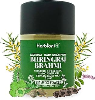 HerbtoniQ Bhringraj Brahmi Shampoo Powder with Organic Ingredients Amla Shikakai Hibiscus and Many More | For Hair Fall Reduction, Dandruff Control, Helps Hair Growth | Unisex Product | 500 Gram