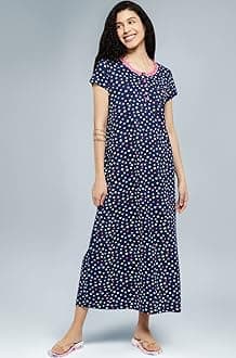 Max Women Cotton Printed Midi Night Gown