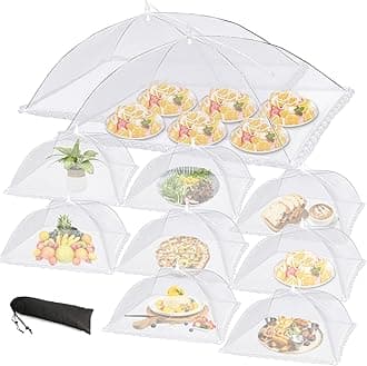 10 PACK Mesh Food Covers for Outside, Food Covers Outdoors Pop-up Food Tents 2 Extra Large (40"x24") & 8 Large (17"x17") for Picnic, Camping Supplies