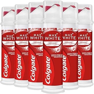 Max White Luminous Toothpaste 6 x 100ml, Teeth Whitening Toothpaste with Clinically Proven Formula that Removes Up to 100% of Surface Stains