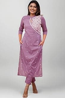 FABNEX Kurta Set for Women | Women Kurta Pant Set |Cotton Blend Embroidered Regular Women Kurti Set (K-34-38)