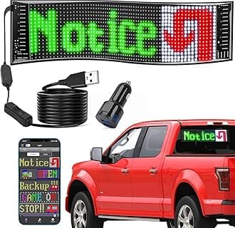 Led Sign, Bluetooth App Programmable Led Car Sign, USB 5V Scrolling Message Led Matrix Panel, Custom Digital Display Board for Shop Advertising