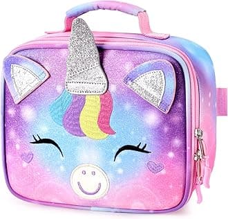 mibasies Kids Lunch Box for Girls Toddler, Insulated and Reusable Lunch Bag for School, Unicorn