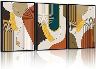 Boho Abstract Framed Wall Art Modern Minimalist Luxury Gold Line Artwork Kitchen Dining Room Decor 11x14in Black Framed