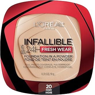 L'Oreal Paris Makeup Infallible Fresh Wear Foundation in a Powder, Up to 24H Wear, Waterproof, Ivory, 0.31 oz. (Packaging May Vary)