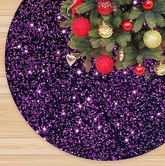 Purple Christmas Tree Skirt 36 Inch Glitter Sequin Tree Skirt Velvet Halloween Tree Skirt for Artificial Tree Decoration Shiny Tree Cover Skirt Unique Xmas Tree Floor Mat Soft Tree Blanket with Sequin