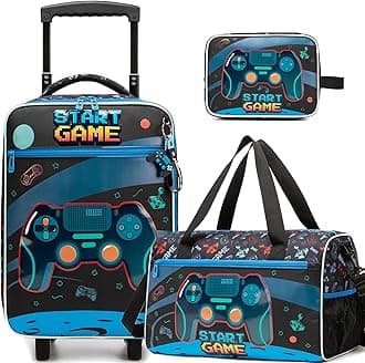 Kids Luggage Sets with Wheels Boys Travel Softside Suitcases 16" Carry on Suitcase with Duffle Bag Boys Luggage Sets Airline Approved