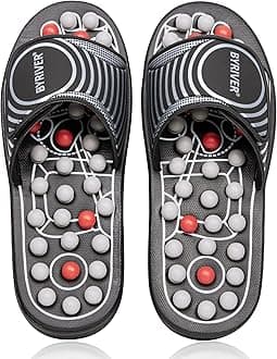 BYRIVER Acupressure Foot Massager Acupoint Stimulation Massage Slippers Shoes Reflexology Sandals for Men Women, Reduce Stress Tension Promote Circulation (02S)