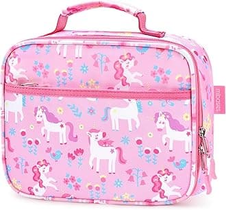 Kids Lunch Box for Girls Toddler, Insulated and Reusable Lunch Bag for School, Flower Unicorn
