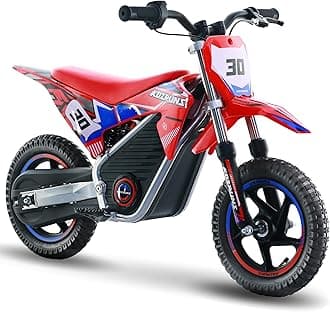 36V Electric Dirt Bike for Kids 3-8, High Performance 250W Racing Grade Motorcycle, Up to 15.5MPH, 3 Speed Settings, 12-Inch Off-Road Tires, Rear Disc Brakes & Advanced Shock Absorption, Red