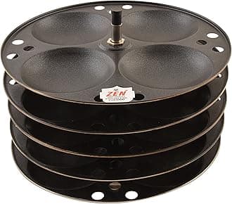 Jain Stainless Steel Nonstick 5 Plate Idly Stand | Idli Maker | Nonstick Idli Stand with Holes for 10 LTR Prestige Pressure Cooker (20 Idly).