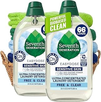 Laundry Detergent, Ultra Concentrated EasyDose, Free & Clear, 23 oz, 2 Pack, 132 Loads (Packaging May Vary)