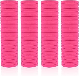 100 Pack Seamless Hair Ties for Women Girls Ponytail Holders for Thick Hair (hotpink)