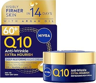 Q10 Anti-Wrinkle 60+ Extra Nourishing Night Cream (50ml), Nourishing Night Cream Reduces Deeps Wrinkles, Intensely Hydrating and Restoring Overnight Anti-Wrinkle Moisturiser