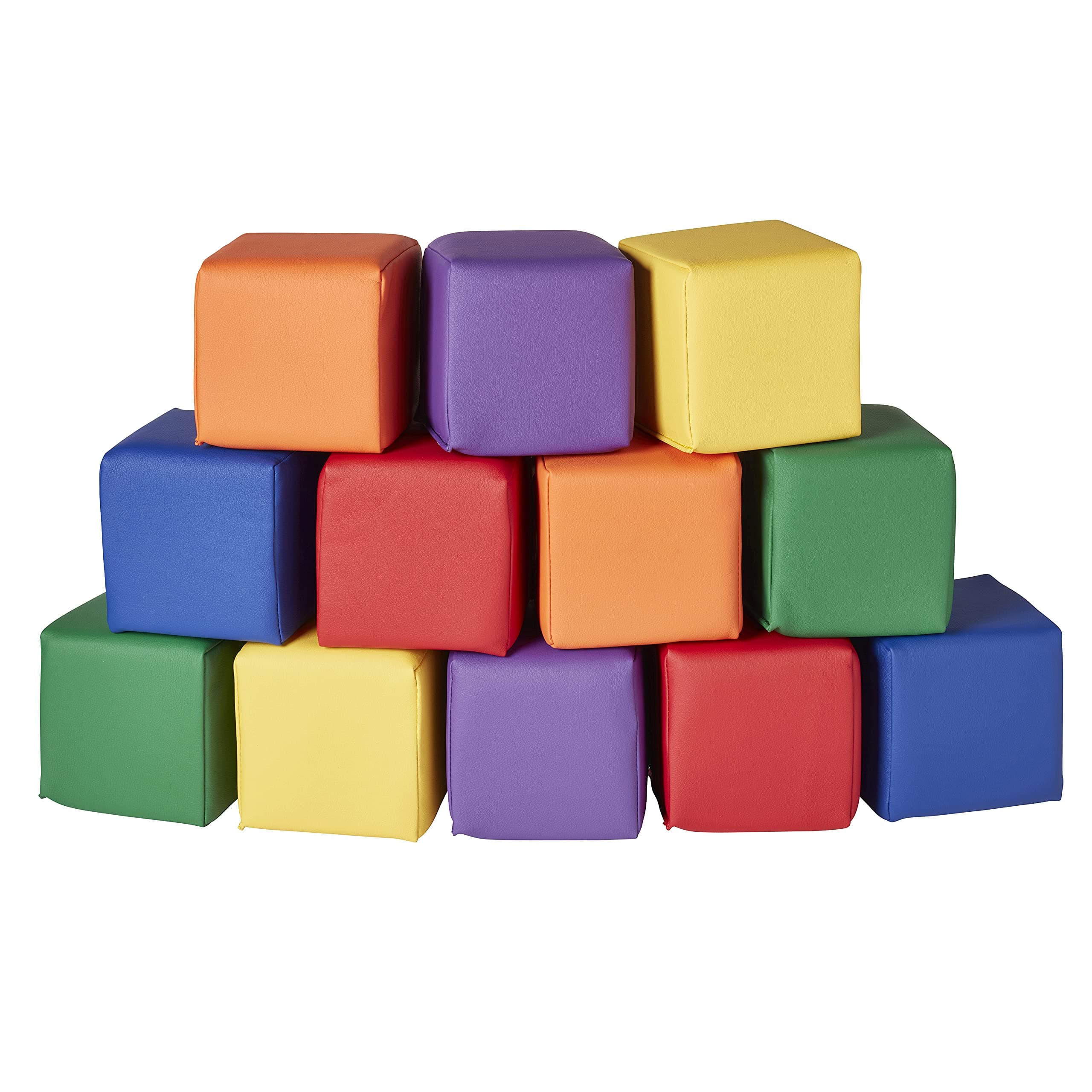 SoftZone Patchwork Toddler Blocks, Foam Cubes, Assorted, 12-Piece
