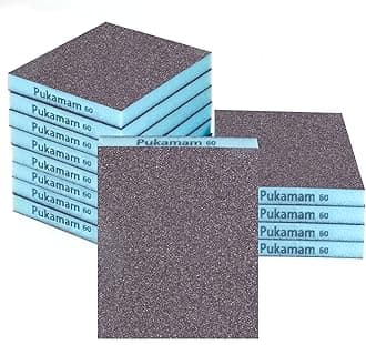 12 Pack Sanding Sponge, Washable and Reusable Sanding Blocks 60 Grit Wet Dry Sand Paper for Wood Drywall Metal Furniture
