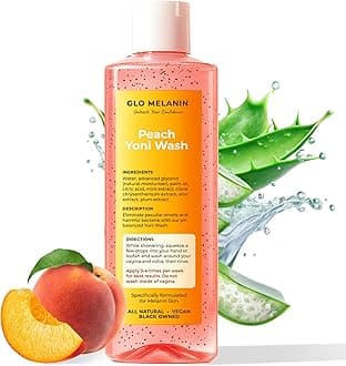 Glo Melanin Peach Yoni Wash with Aloe Vera, All Natural Feminine Wash for Women pH Balance, Hygiene Vagina Wash Soap for Women Sensitive Skin Safe