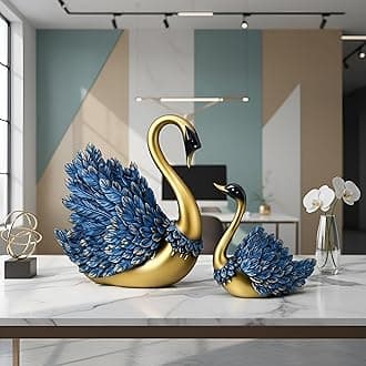Xtore Hand Crafted Swan Pair Home Decor Figurine | Decorative Showpiece (Pack of 2, Blue)