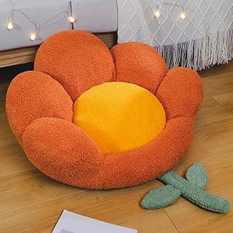 Goodliest Flower Seat Cushion Cute Floor Pillow Thickened Flower Shape Floor Pillows Seating for Adults Floor Cushions for Relax Yoga Meditation Orange 21.65" x 21.65"
