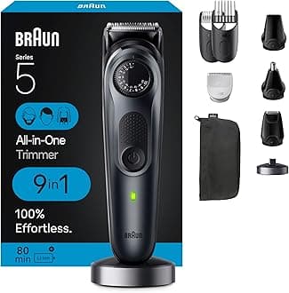 All-in-One Style Kit Series 5 5490, 9-in-1 Trimmer for Men with Beard Trimmer, Body Trimmer for Manscaping, Hair Clippers & More, Ultra-Sharp Blade, 40 Length Settings, Waterproof