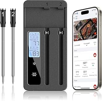 Smart Wireless Meat Thermometer with Dual Probes - Advanced Bluetooth Cooking Thermometer for Perfect Grilling, Smoking, Oven Roasting & Air Frying, Long Range Monitoring & Smart Alerts
