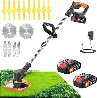 Metal Blade Cordless Strimmer 21v Grass Trimmers With16 Blades 15cm Cutting Diameter Cordless Strimmer Retractable Handle For Lawn Garden